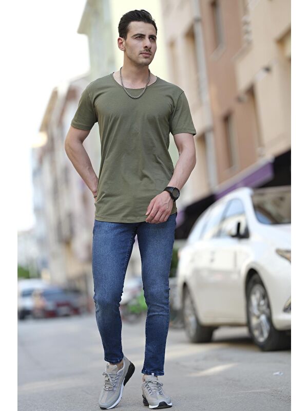 Oksit Açık Yaka Slim Fit Tişört