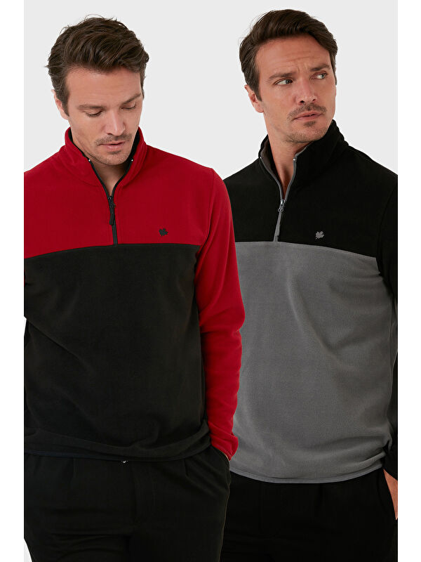 Buratti Regular Fit Anti-Pilling Tüylenme Yapmayan Dik Yaka Şardonlu 2'li Paket Polar 5906016S2