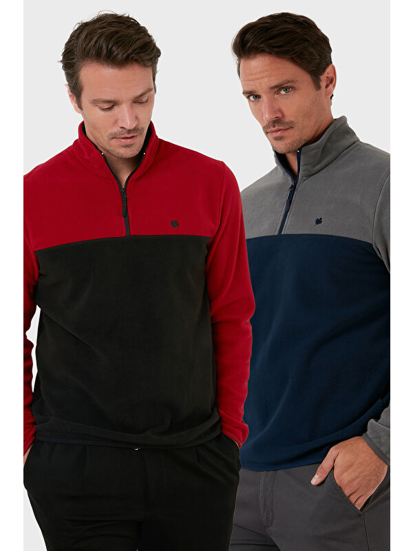 Buratti Regular Fit Anti-Pilling Tüylenme Yapmayan Dik Yaka Şardonlu 2'li Paket Polar 5906016S2