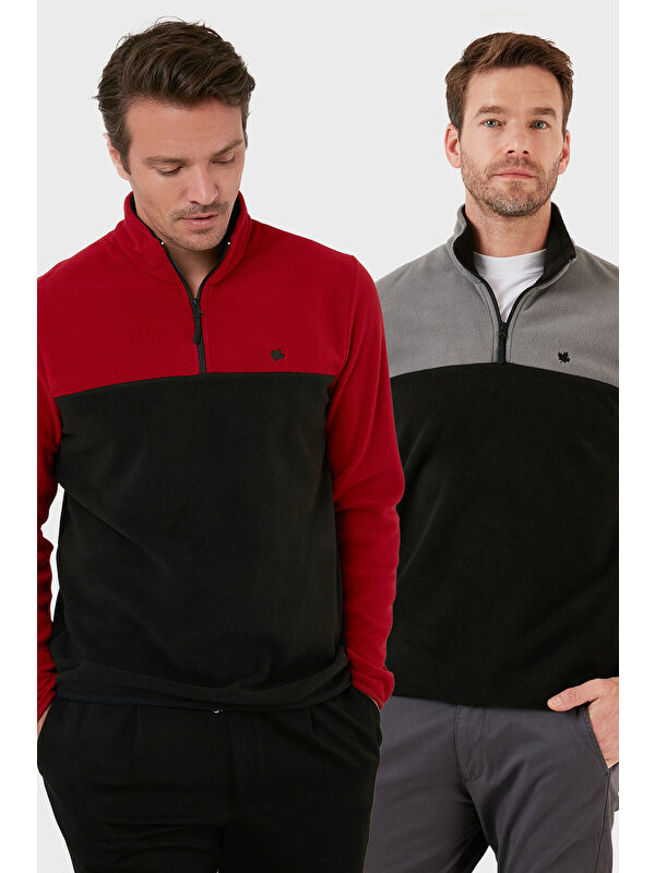 Buratti Regular Fit Anti-Pilling Tüylenme Yapmayan Dik Yaka Şardonlu 2'li Paket Polar 5906016S2