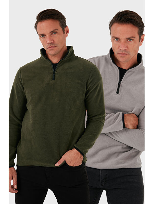 Buratti Slim Fit Yarım Fermuarlı Dik Yaka 2'li Paket Polar 5906003S2