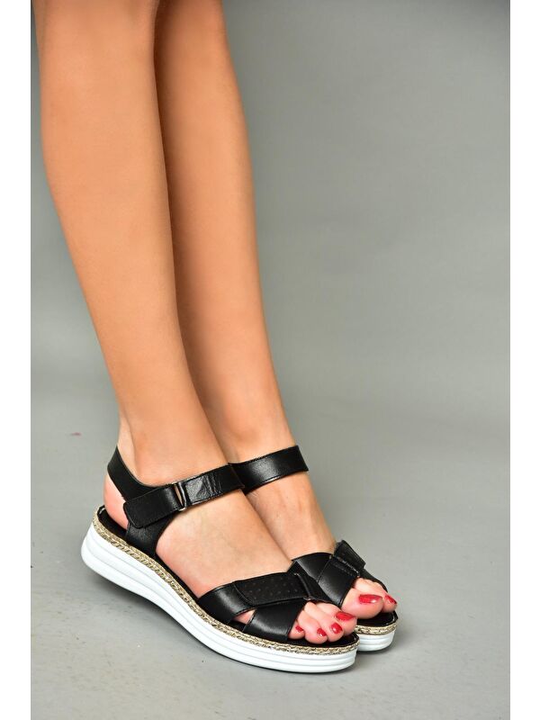 P5400020 Siyah Kadın Sandalet - Görsel 5