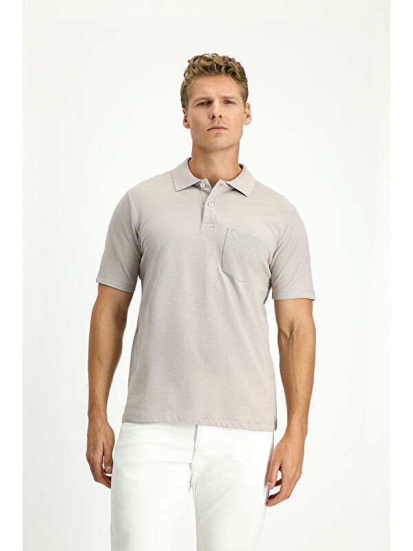 Kiğılı Polo Yaka Regular Fit Nakışlı Pamuk %100 Pamuk Tişört