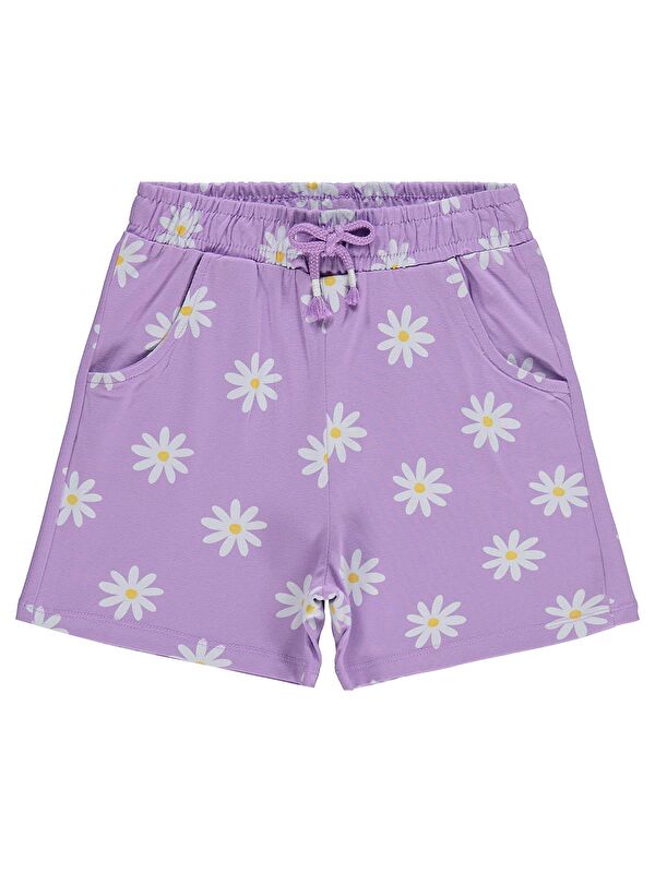 Civil Girls Papatya Desenli 6-9 Yaş Şort - Lila