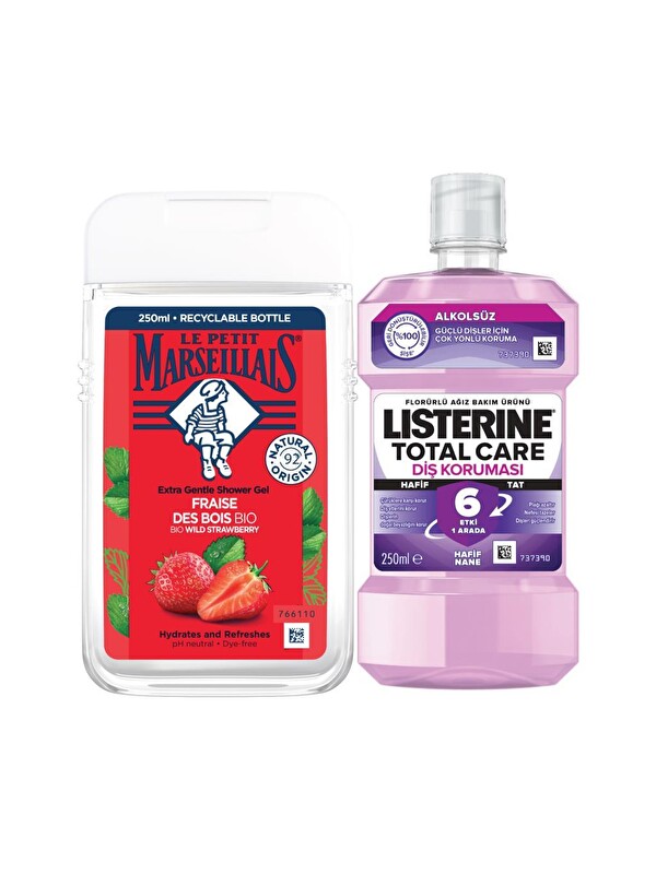 Listerine Total Care Hafif Tat Alkolsüz 250 ml + Le Petit Marseillais Çilek 250 ml
