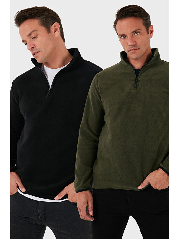 Buratti Slim Fit Yarım Fermuarlı Dik Yaka 2'li Paket Polar 5906003S2