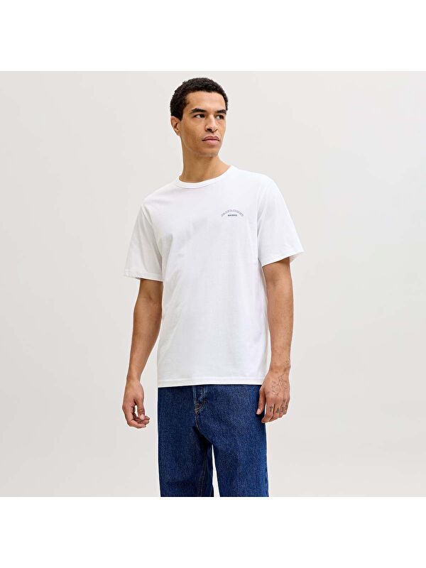 Jack & Jones College Logo Erkek Beyaz Tişört