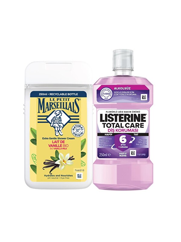 Listerine Total Care Hafif Tat Alkolsüz 250 ml + Le Petit Marseillais Vanilya 250 ml