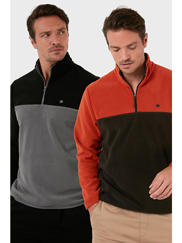 Buratti Regular Fit Anti-Pilling Tüylenme Yapmayan Dik Yaka Şardonlu 2'li Paket Polar 5906016S2