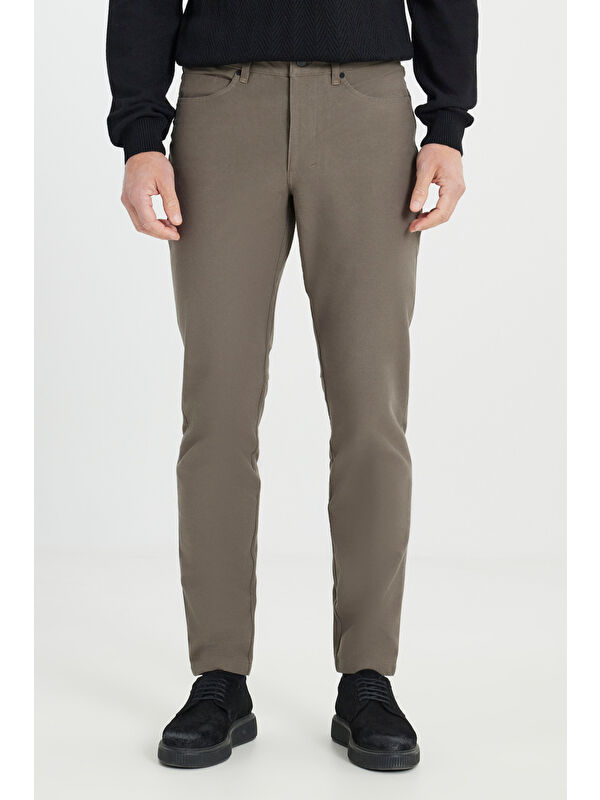 Altınyıldız Classics Erkek Haki 360 Her Yöne Esneyen Slim Fit Dar Kesim Pamuklu 5 Cep Casual Pantolon