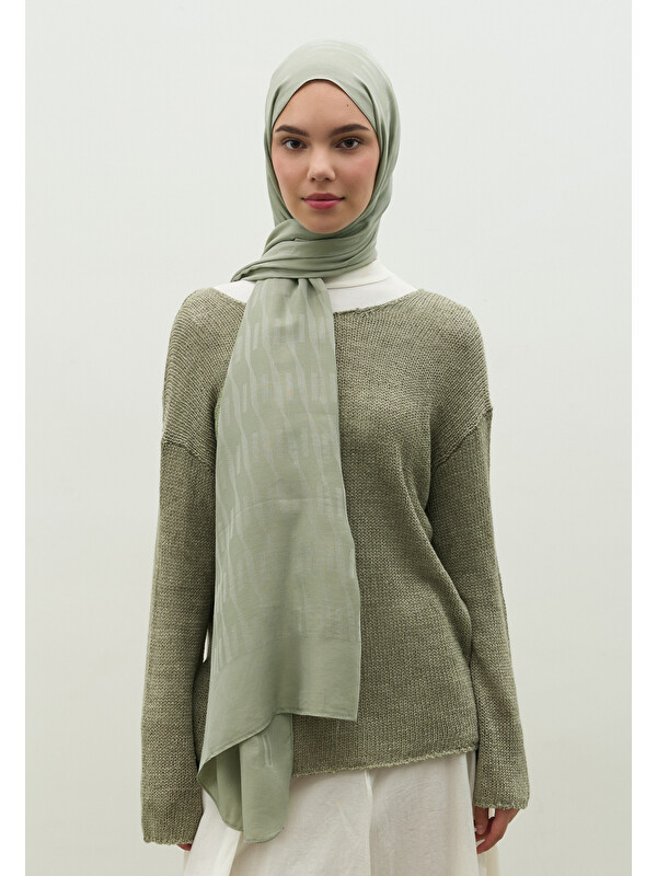 Fresh Scarfs Nara Pamuk Floş Jakarlı Şal Soğuk Gri