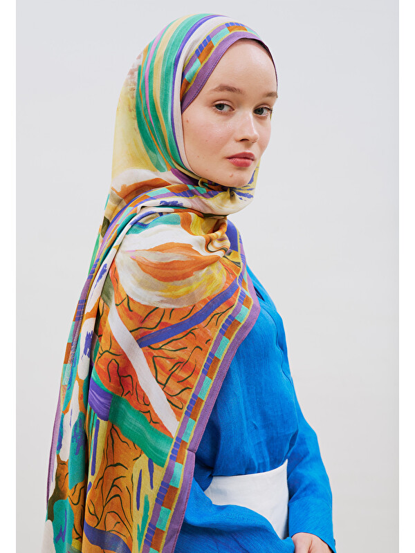 Fresh Scarfs Floral Fiesta Desen Rami Viskon Şal Lavanta