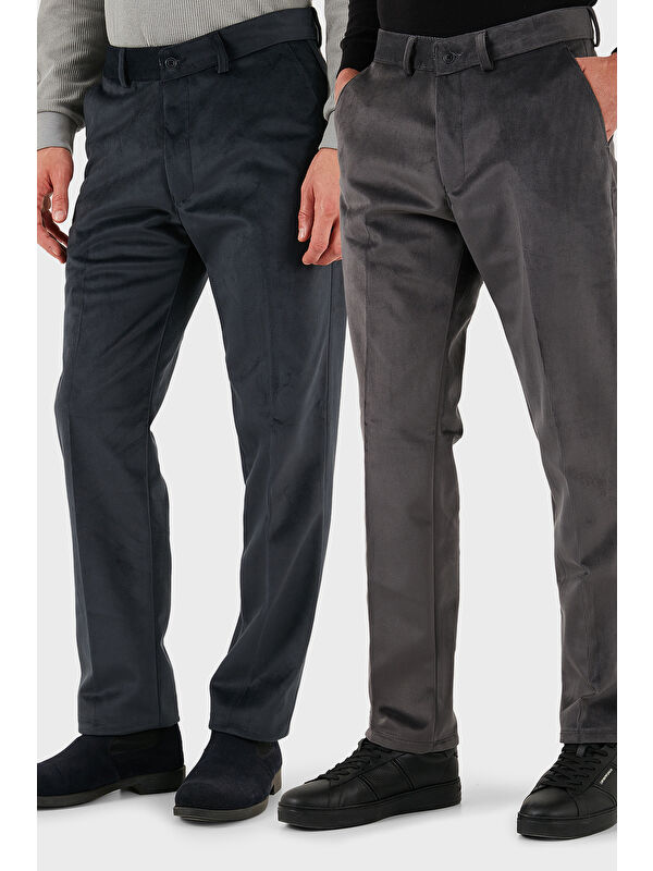 Buratti Normal Bel Regular Fit Düz Paça 2'li Paket Kadife Pantolon 645MERLINS2