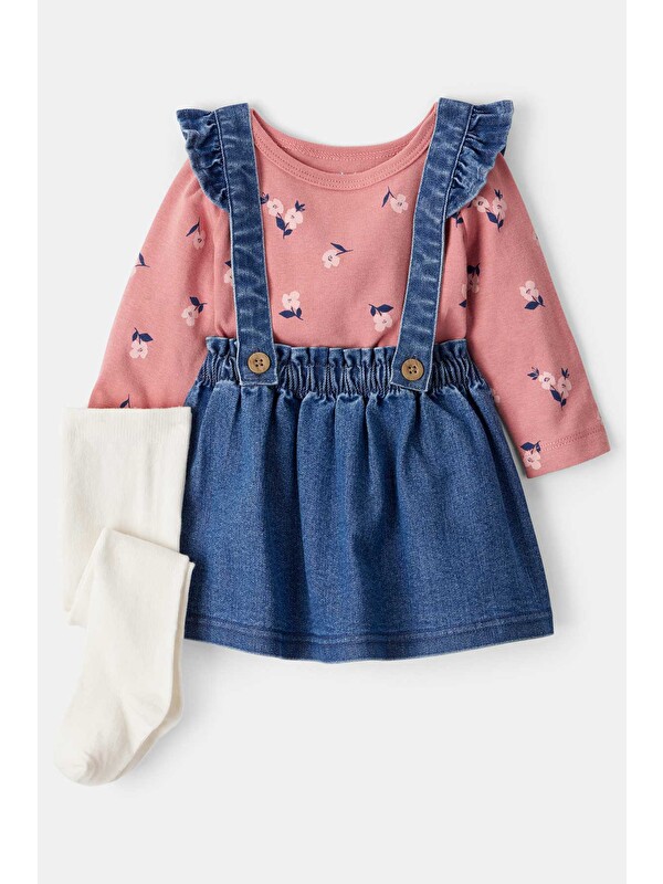 Carter's Kız Bebek Mavi Salopet Set