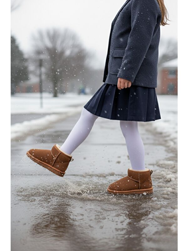 FROZİE Çocuk Kalın Taban İçi Tüylü Günlük Mini Yarım Bot - Görsel 5