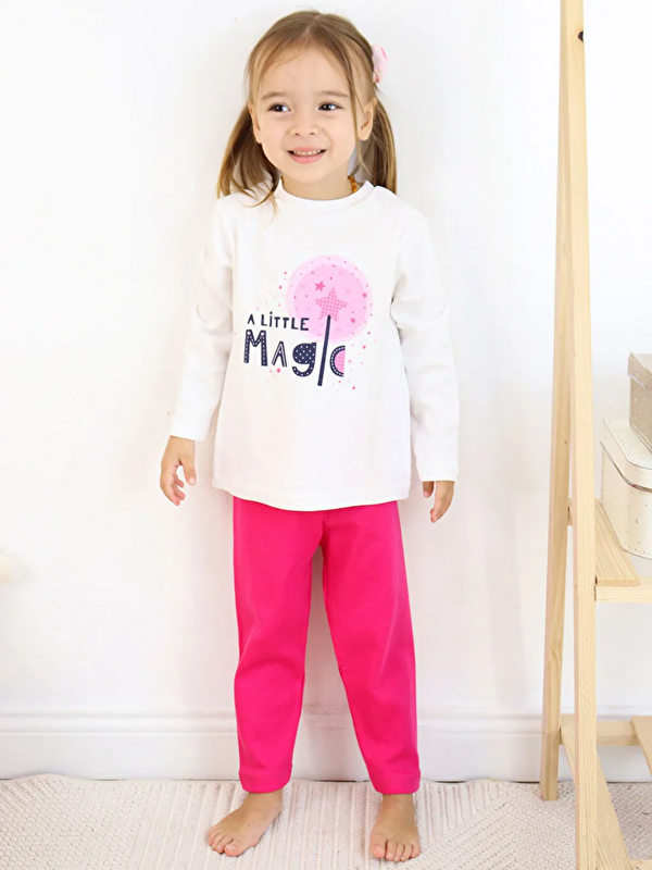 Luggi Baby Bisiklet Yaka Baskılı Kız Bebek Pijama Takımı