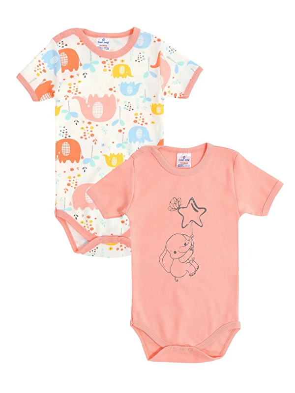 Luggi Baby Bisiklet Yaka Baskılı Kız Bebek Çıtçıtlı Body 2'li