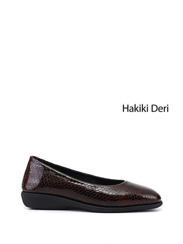 GÖNDERİ(R) Kadın BORDO Dolgu Taban Hakiki Deri Comfort Ayakkabı
