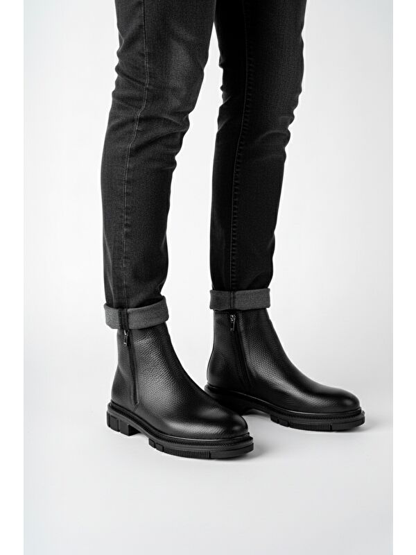 CHELSEY Hakiki Deri Çift Fermuarlı Erkek Kışlık Bot - Görsel 8