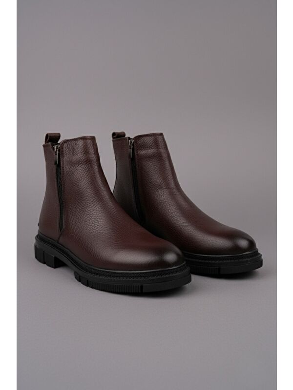 CHELSEY Hakiki Deri Çift Fermuarlı Erkek Kışlık Bot - Görsel 2