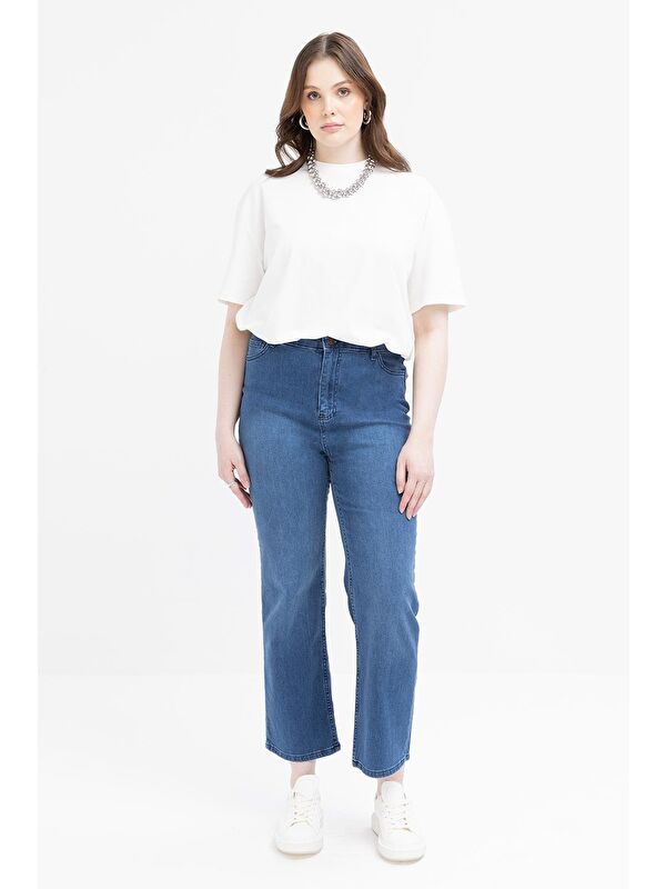 ALLDAY Açık Mavi Büyük Beden Elastanlı Boru Paça Denim Pantolon