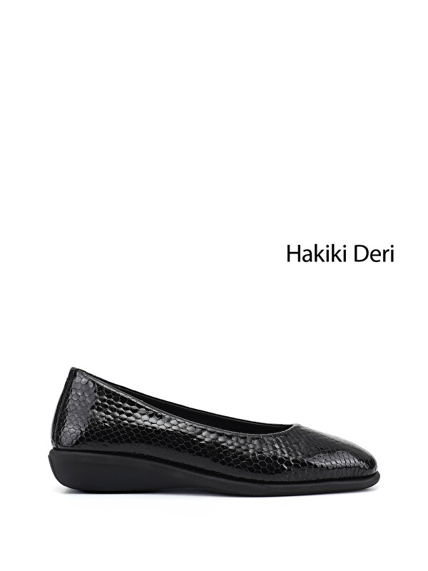 GÖNDERİ(R) Kadın AÇIK SİYAH Dolgu Taban Hakiki Deri Comfort Ayakkabı