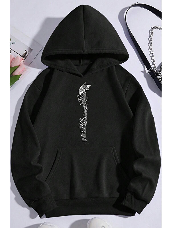 uyguntarz Unisex Oversize Butterfly Song Baskılı Sweatshirt