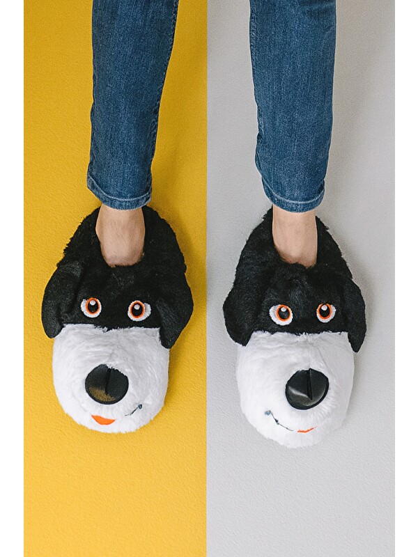 MODAFRATO BUDDY Erkek Hayvanlı Panduf Ev Ayakkabısı Pufidik Pelüş