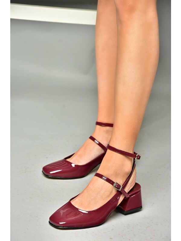 P6541370 Bordo Kadın Topuklu Ayakkabı - Görsel 5