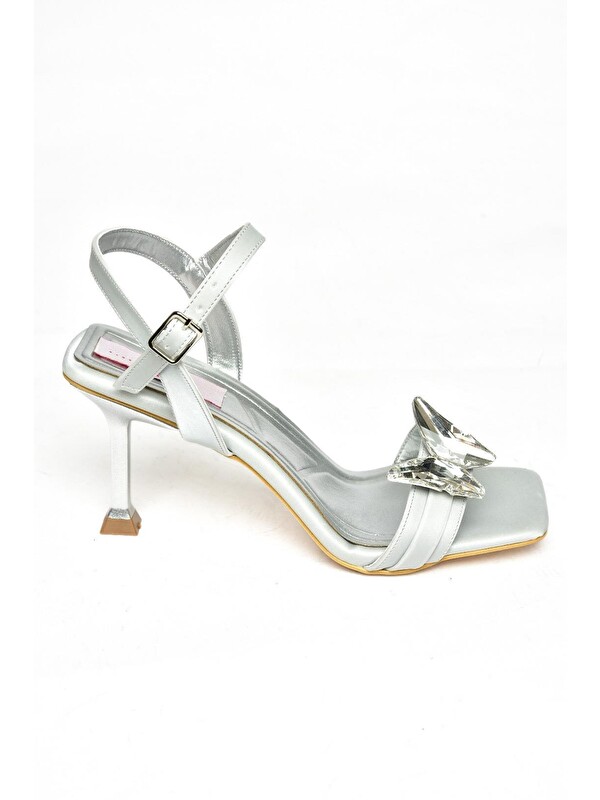 Fox Shoes S8202071 Gümüş Kadın Topuklu Ayakkabı