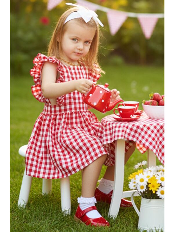 Parla Kids Kız Bebek Pötikareli Fırfırlı Elbise