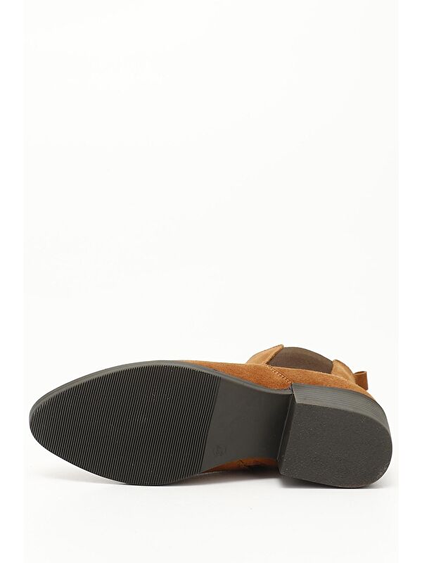 TABA KAHVE MEL. Hakiki Deri Kauçuk Taban Topuklu Lastikli Kadın Chelsea Bot 52488 - Görsel 5