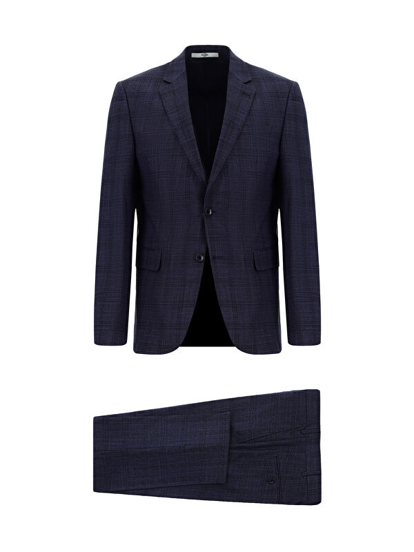 Kiğılı Slim Fit Dar Kesim Klasik Ekose Takım Elbise