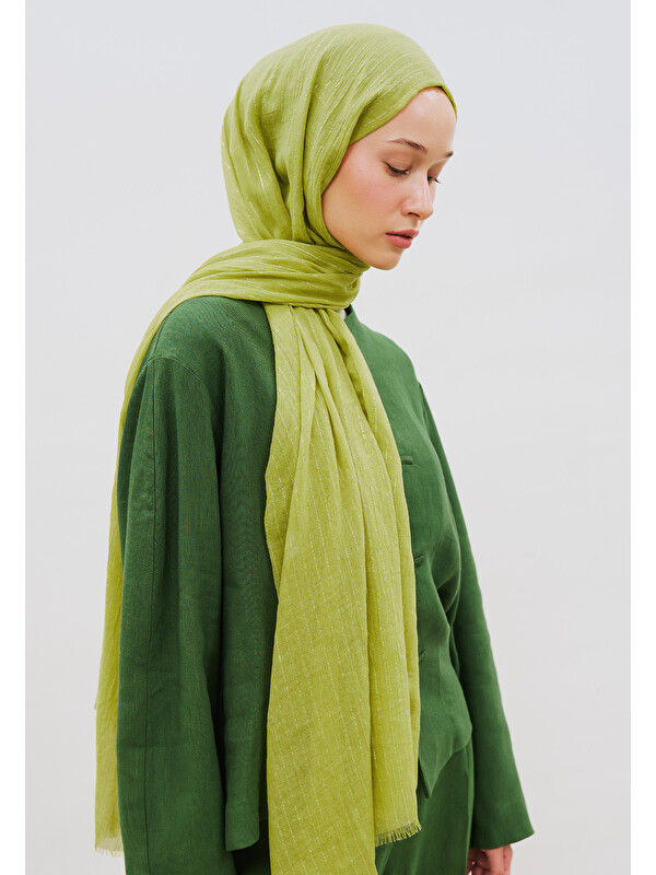 Fresh Scarfs Işıltılı Vual Şal Zeytin Yeşili