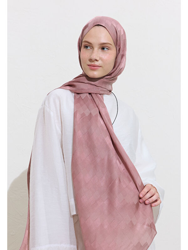 Fresh Scarfs Nori İpek Jakar Şal Leylak