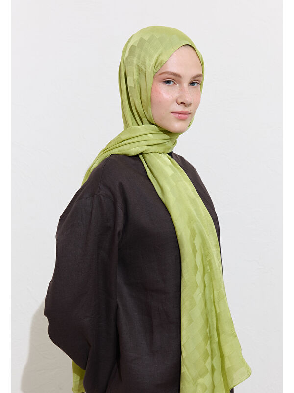 Fresh Scarfs Nori İpek Jakar Şal Fıstık Yeşili