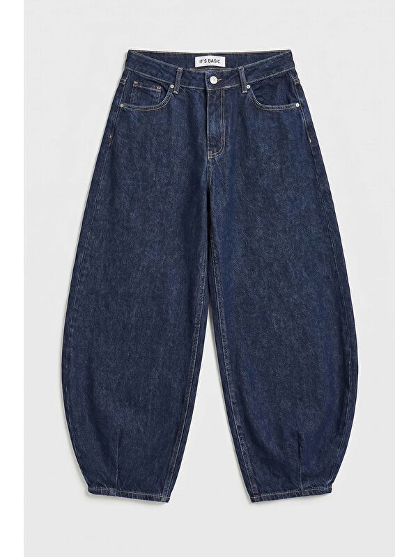 It's Basic Kadın İndigo Selvedge 7s6-50 Mega Balon Fit %100 Pamuk Denim Jean