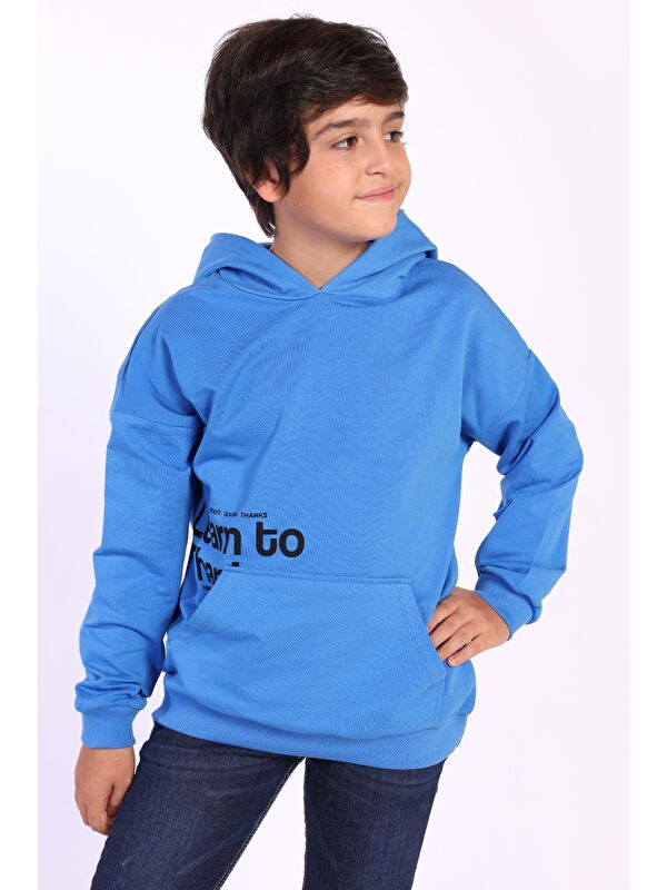 Toontoykids Erkek Çocuk Kapüşonlu Kanguru Cepli Baskılı Sweatshirt