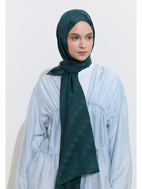 Fresh Scarfs Nori İpek Jakar Şal Petrol
