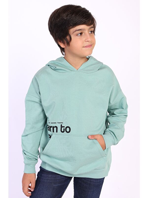Toontoykids Erkek Çocuk Kapüşonlu Kanguru Cepli Baskılı Sweatshirt