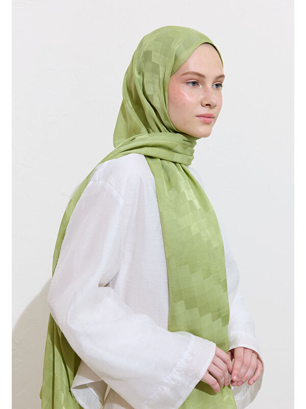 Fresh Scarfs Nori İpek Jakar Şal Mint