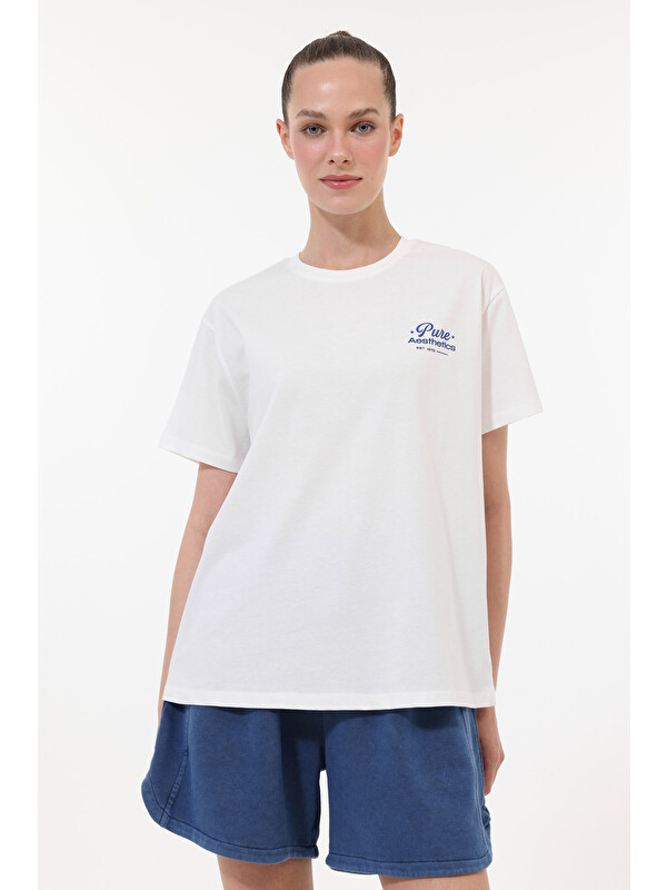 Lumberjack WB 11NERA Beyaz Kadın Kısa Kol T-Shirt