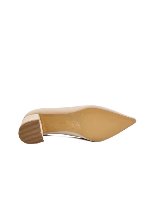 Bej Kadın Kalın Yüksek Topuklu Ayakkabı 619004 Z - Görsel 6