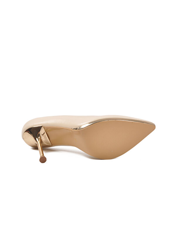 Bej İnce Uzun Topuklu Kadın Abiye Ayakkabı 448205 Z - Görsel 6