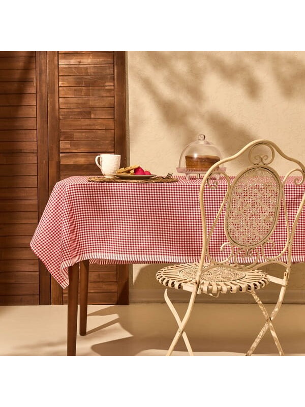 Evidea Soft Dama Masa Örtüsü - Kırmızı - 150x150 cm