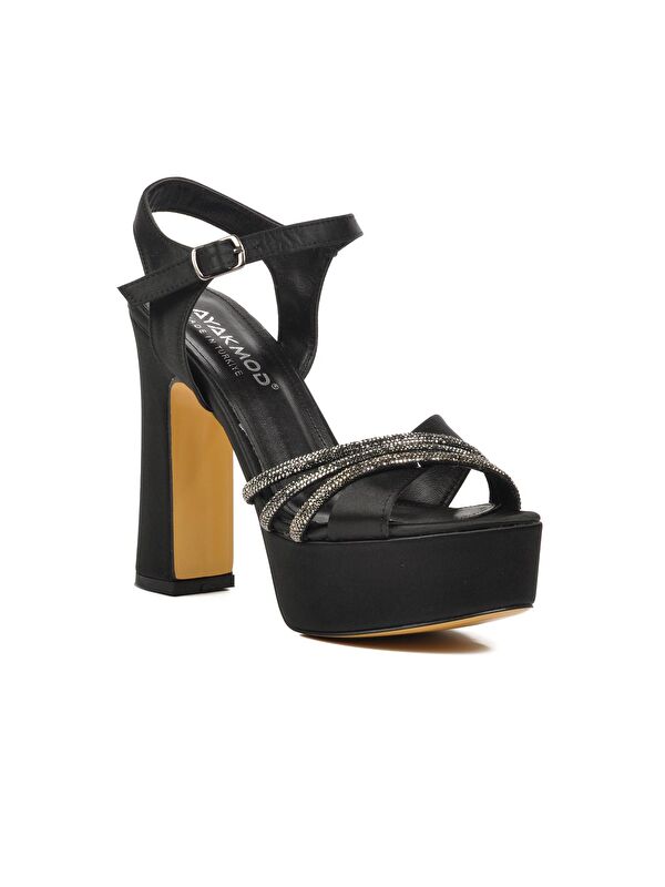 Siyah Kadın Platform Topuklu Ayakkabı 655323 - Görsel 4
