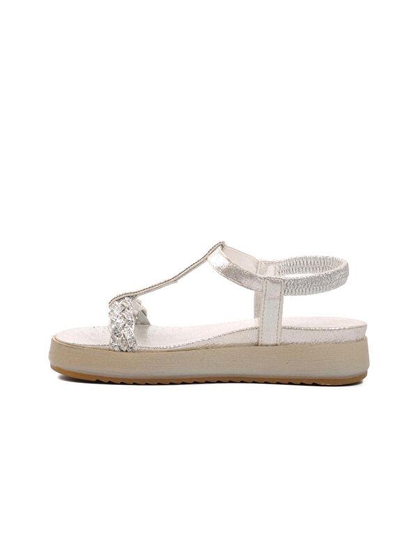 Gümüş Yüksek Taban Kadın Sandalet 286053 - Görsel 3