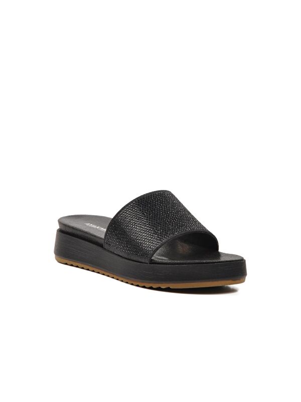 Siyah Taşlı Düz Kadın Terlik 286063 - Görsel 4