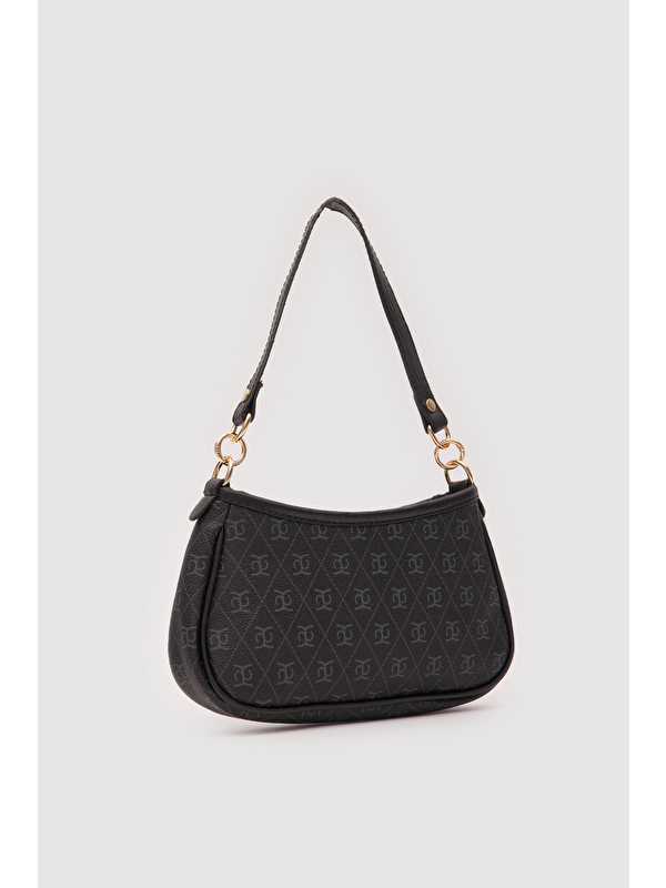 Shulebags Farme Monogram Siyah Baget Ve Çapraz Çanta