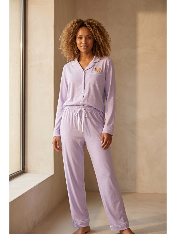 Katia And Bony Kadın Teddy Desenli Kutulu Lila Pijama Takımı
